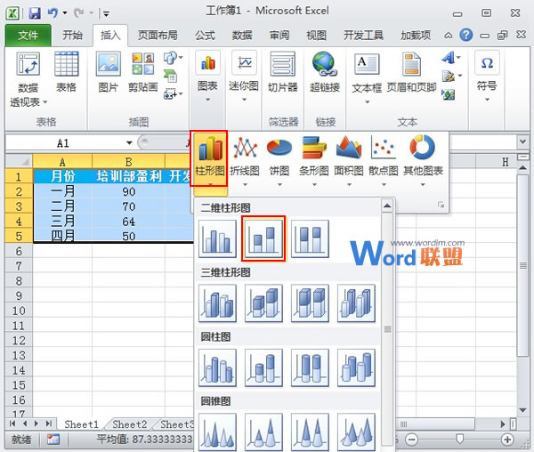 Excel2010图表制作:线柱盈利分析图