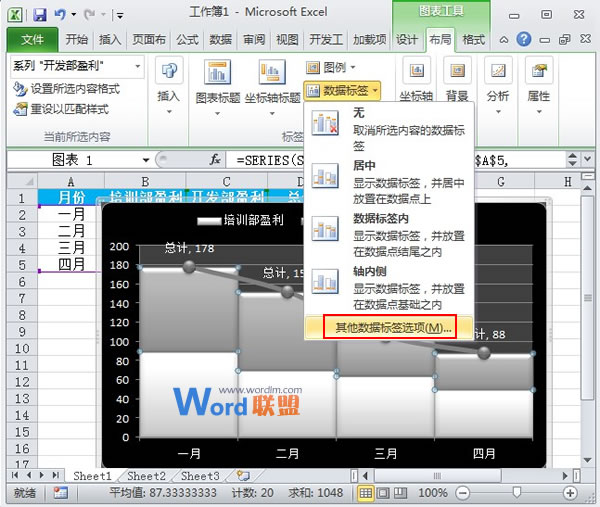 Excel2010图表制作:线柱盈利分析图